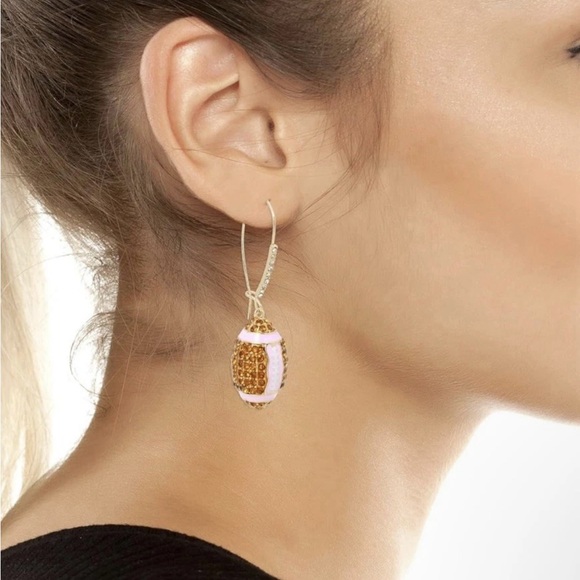 Betsey Johnson Gold and Pink Football Earrings - Picture 2 of 6